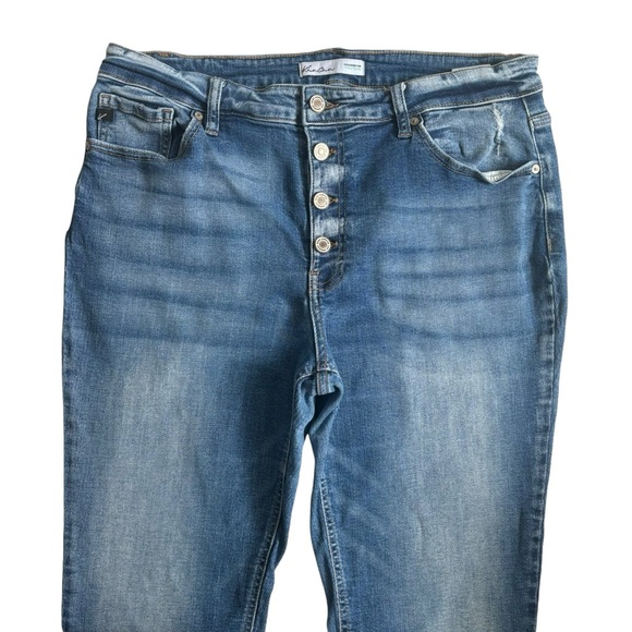 KanCan Estilo Skinny Jeans Exposed Buttonfly Distressed Hem Blue Denim Size 32 - Picture 5 of 15